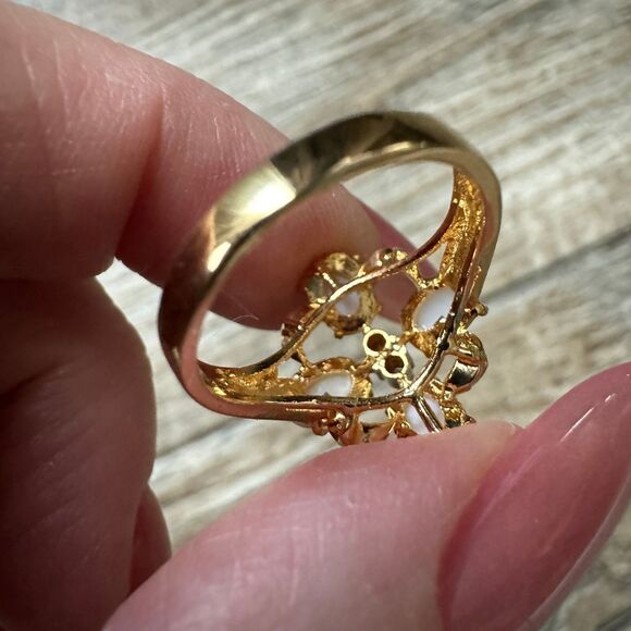 Vintage Gold Plated Opal Ring - Picture 6 of 11